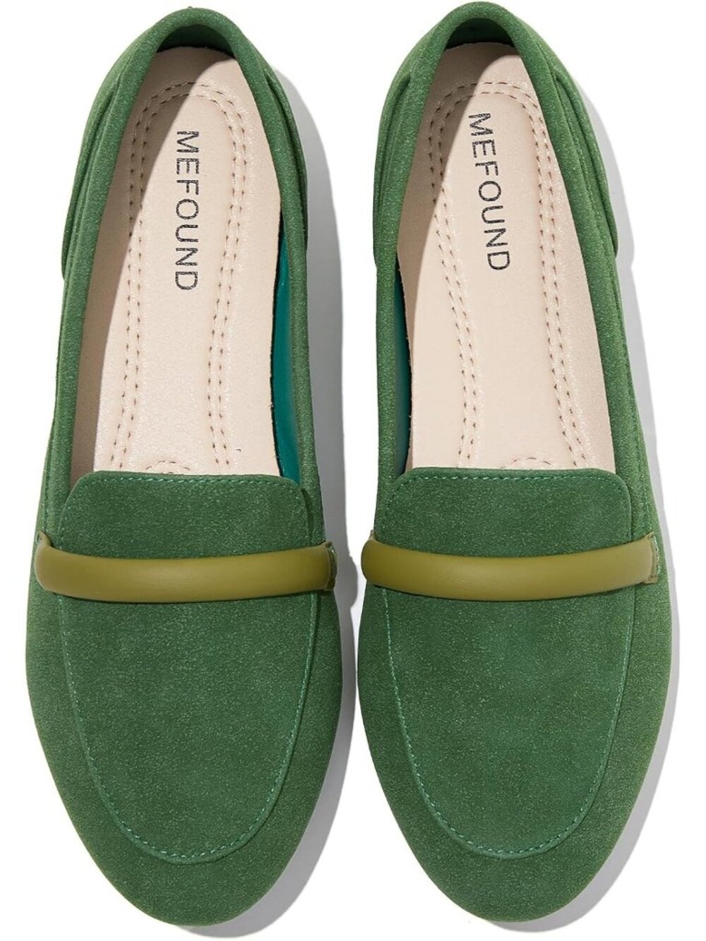 Women's Green Comfortable Faux Leather Slip on Casual Loafer Ballet Flat Shoes